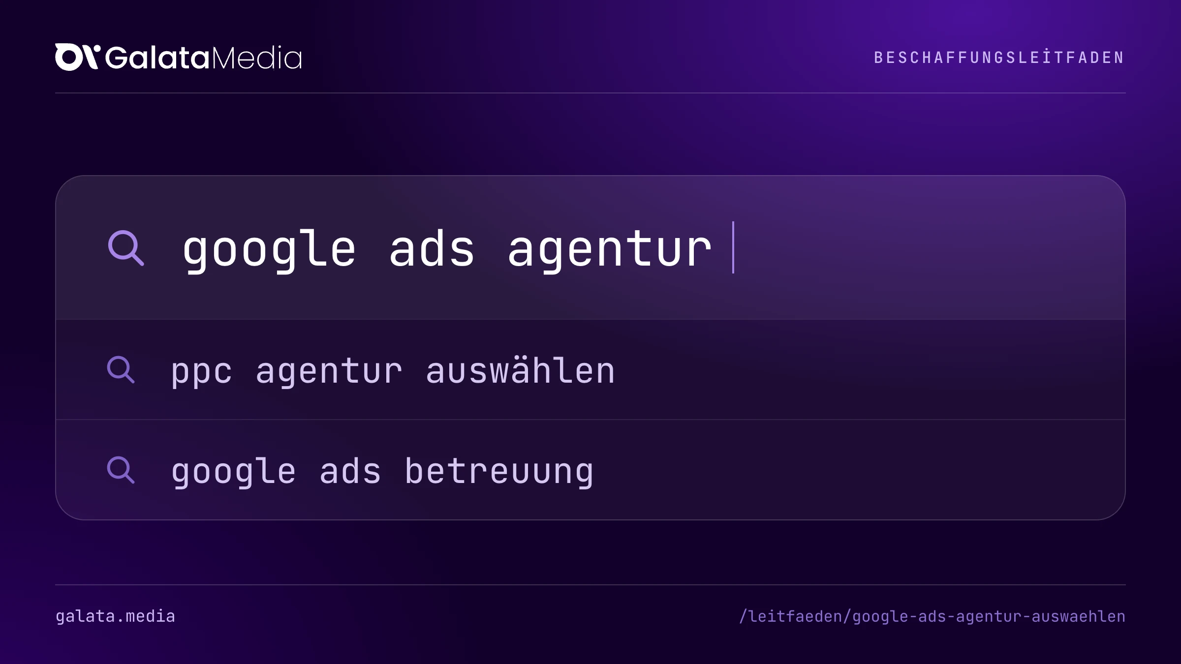 Suchanfragen, die diese Seite beantwortet: google ads agentur, ppc agentur auswählen, google ads betreuung.