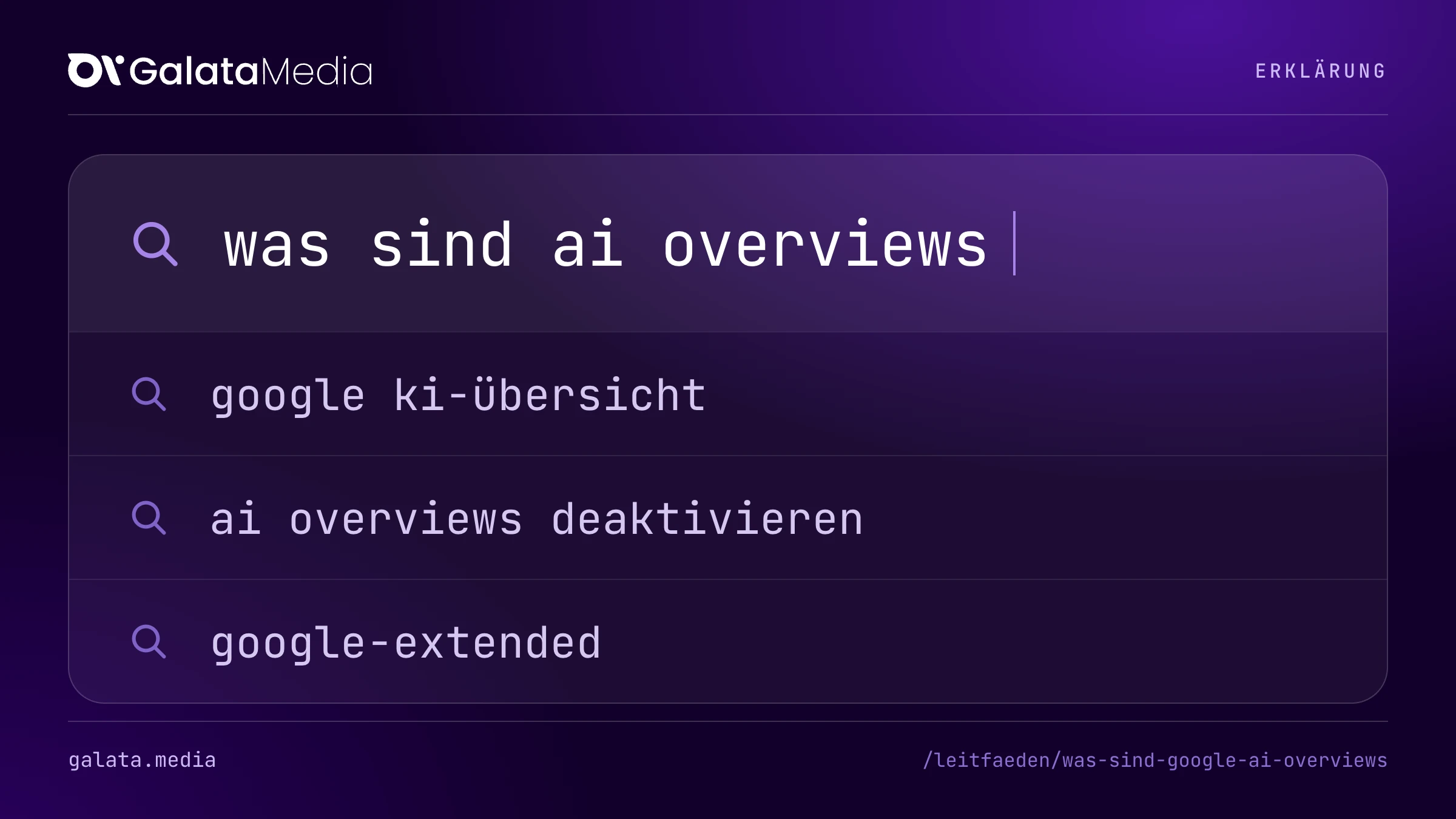 Suchanfragen, die diese Seite beantwortet: was sind ai overviews, google ki-übersicht, ai overviews deaktivieren, google-extended.
