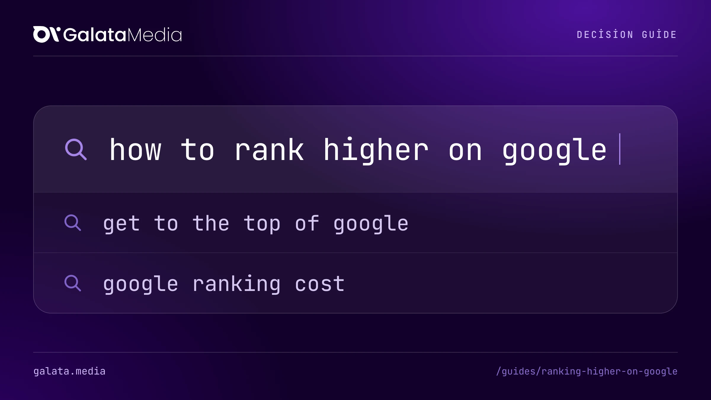 Searches this page answers: how to rank higher on google, get to the top of google, google ranking cost.