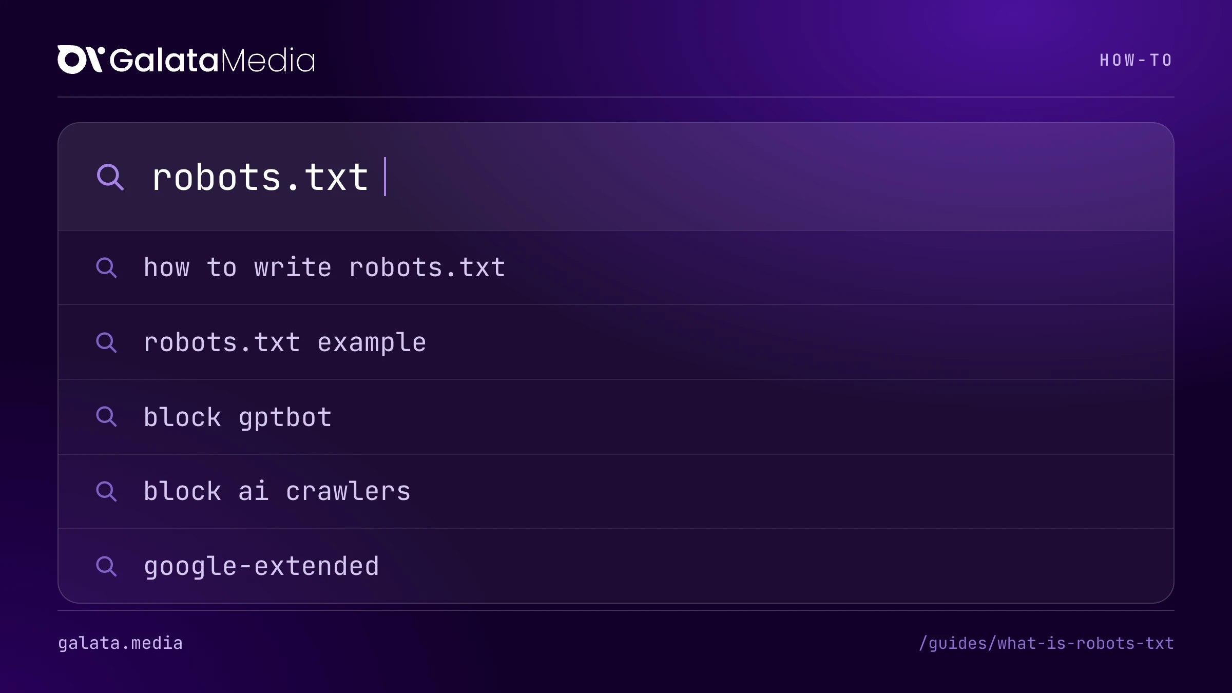 Searches this page answers: robots.txt, how to write robots.txt, robots.txt example, block gptbot, block ai crawlers, google-extended.